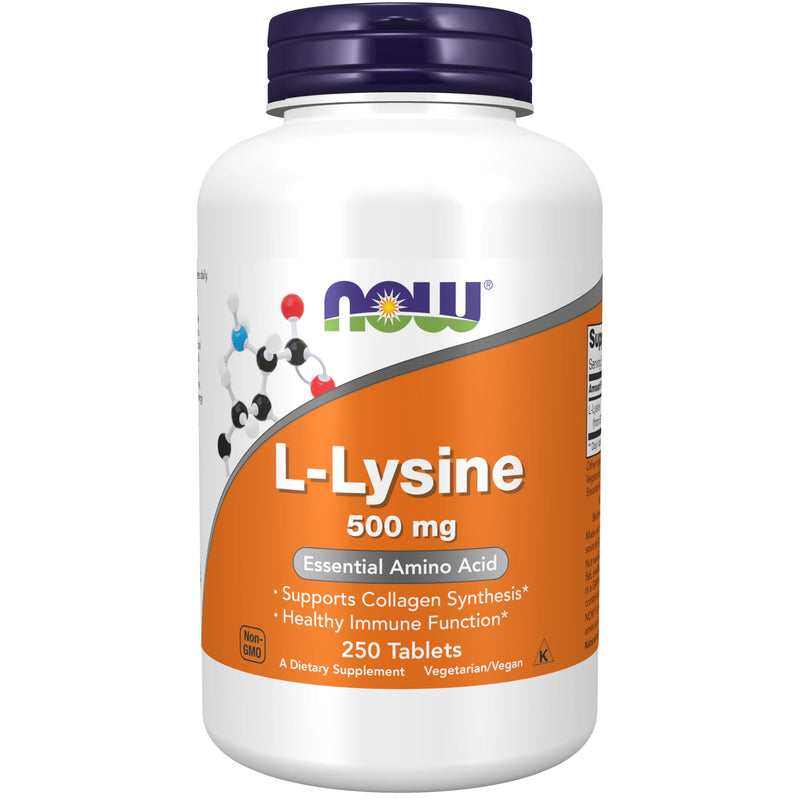 NOW Supplements, L-Lysine (L-Lysine Hydrochloride) 500 mg, Amino Acid, 250 Tablets 250 Count (Pack of 1)