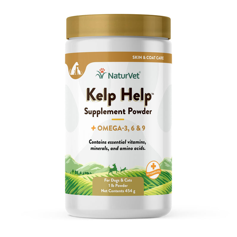 NaturVet Kelp Help Plus Omegas Skin and Coat Supplement for Dogs and Cats, Powder, Made in The USA with Globally Source Ingredients 1 Pound 1 Pound (Pack of 1) - PawsPlanet Australia