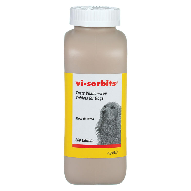 Vi-Sorbits Vitamins and Minerals for Dogs, Iron Supplement, Meat-Flavored Tablets, 200 Count Bottle - PawsPlanet Australia