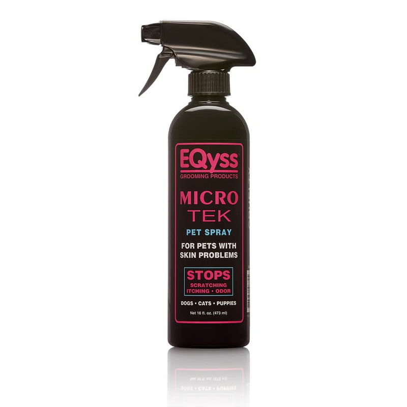 EQyss Micro-Tek Pet Itch Relief Spray - Soothes Dry Irritated Skin, Stops Itching, Scratching, Biting, Licking Hot Spots - for all Cats & Dogs (16 oz) 16-Ounce - BeesActive Australia