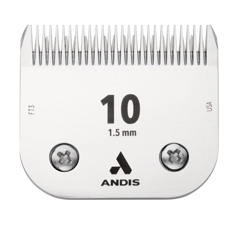 Andis – 64315, Ceramic Edge Detachable Pet Clipper Blade – Carbon-Infused Steel with Sharp Cutting Tech, Runs Cooler & Stays Sharper, Resists Rust & Heat, Size-10 - Fits AG, AGC & BDC Series, Chrome 10: 1/16" (1.5 mm) - BeesActive Australia