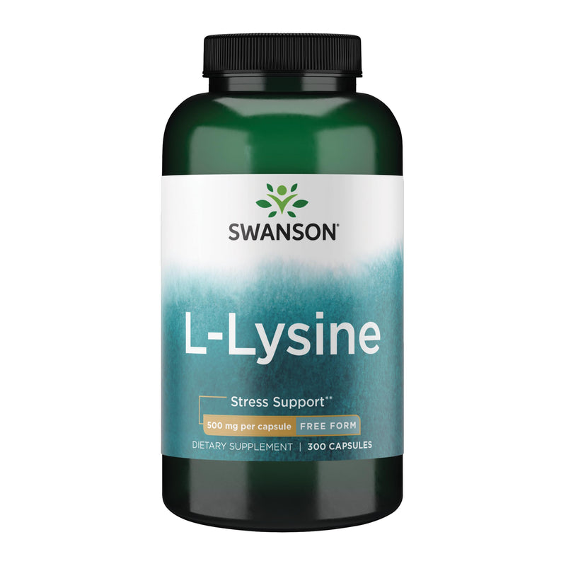 Swanson Free Form L-Lysine - Natural Supplement Promoting Stress Support & Nervous System Health - May Promote Calm Mood & Relaxation - (300 Capsules, 500mg Each) 300 Count (Pack of 1)