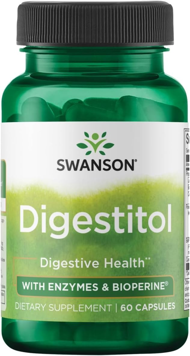 Swanson Digestitol Digestive Enzymes with BioPerine, 60 Capsules | Advanced Enzyme Blend with BioPerine to Support Increased Nutrient Absorption, Maximized Digestion and Overall Wellness