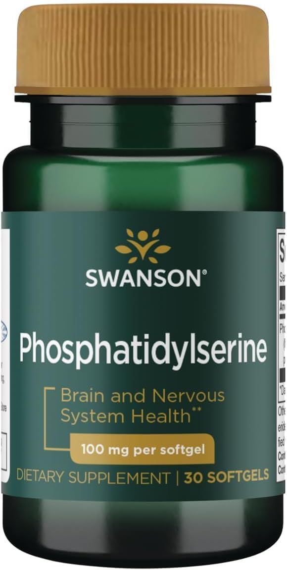 Swanson Phosphatidylserine Brain Health, 100 mg, 30 Sgels | Supports Healthy Mental Function, Helps Maintain Cell Signaling and Integrity in the Brain and Healthy Memory and Cognition 30 Count (Pack of 1)