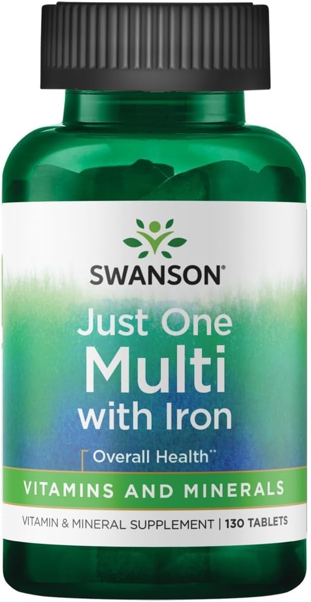 Swanson Century Formula Multivitamin with Iron, 130 Tablets | Delivers a Full-Day's Supply of 16 Essential Vitamins and Minerals in One Tablet; Protects Against Nutrient Depletion 130 Count (Pack of 1)