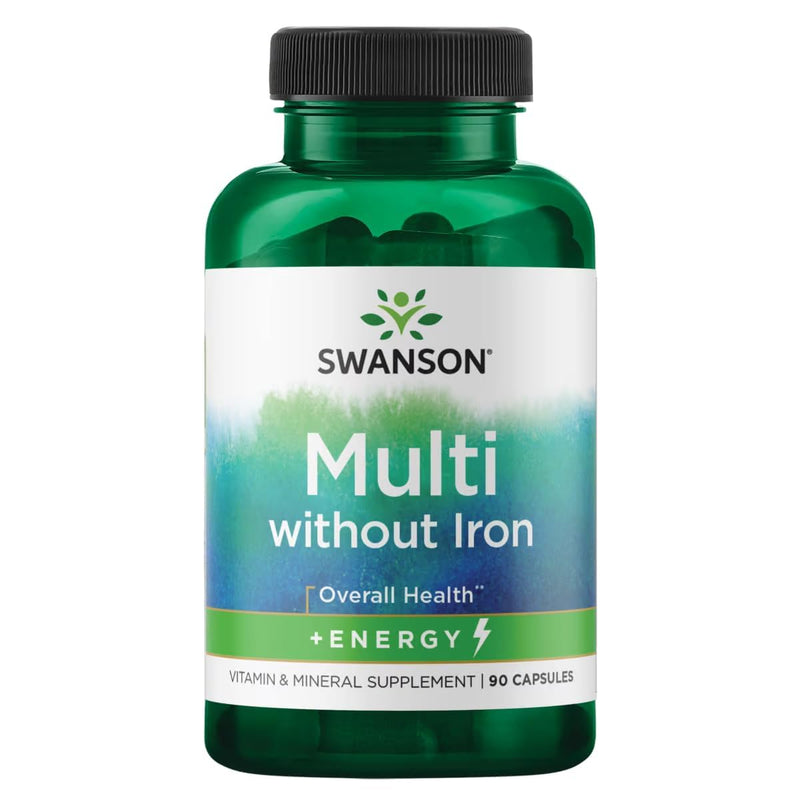 Swanson Active One Multivitamin Without Iron, 90 Capsules | Specially Formulated for Those with High Energy Demands; Delivers a Full-Day's Supply of 18 Essential Vitamins and Minerals 90 Count (Pack of 1)