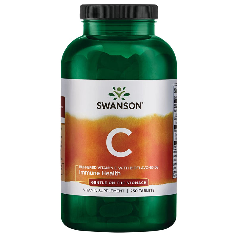 Swanson Buffered Vitamin C with Bioflavonoids 1,000 mg, 250 Tabs | Boosts Immune Function and Antioxidant Reserve, Buffered with Minerals to Prevent Stomach Upset, Gluten Free and Non-GMO