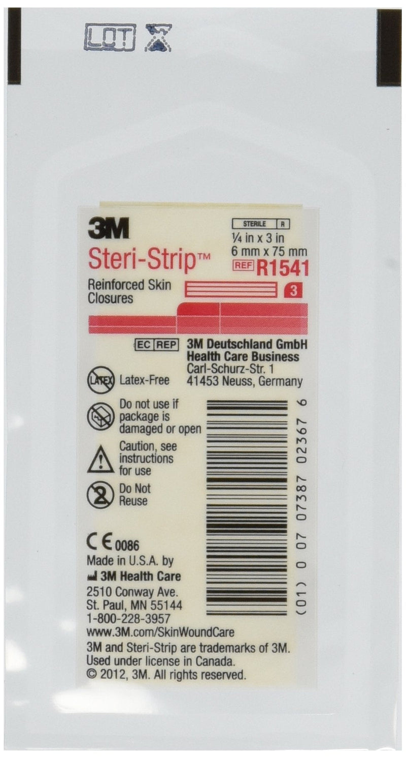 3M Steri Strip Skin Closures 1/4'' X 3'' - 10 Packages of 3 3 Count (Pack of 10)