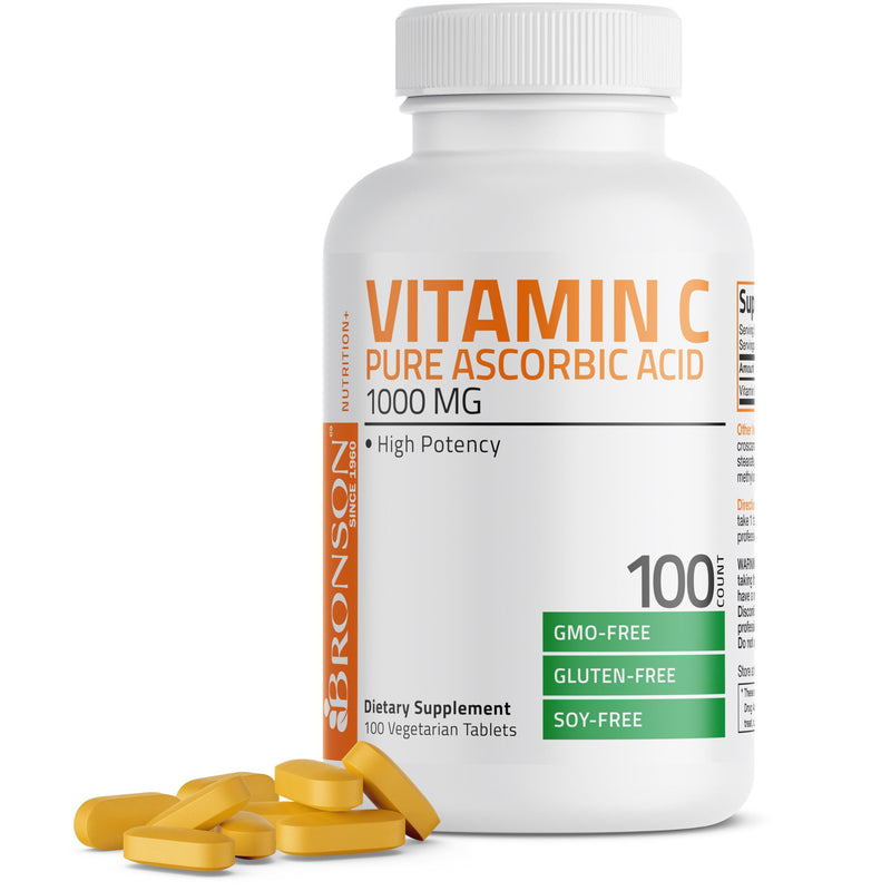 Bronson Vitamin C 1000mg Premium Non-GMO Ascorbic Acid Tablets, 100 Count 100 Count (Pack of 1)