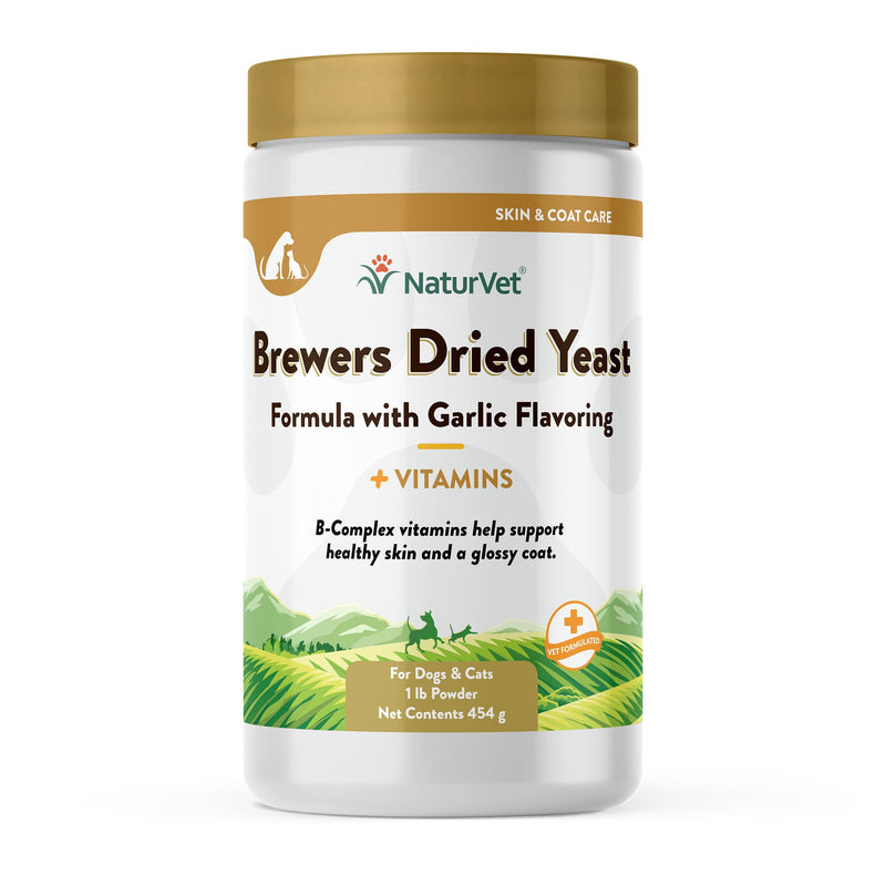 NaturVet Brewers Dried Yeast Formula with Garlic Flavoring Plus Vitamins for Dogs and Cats, Powder, Made in The USA with Globally Source Ingredients 1 Pound - PawsPlanet Australia