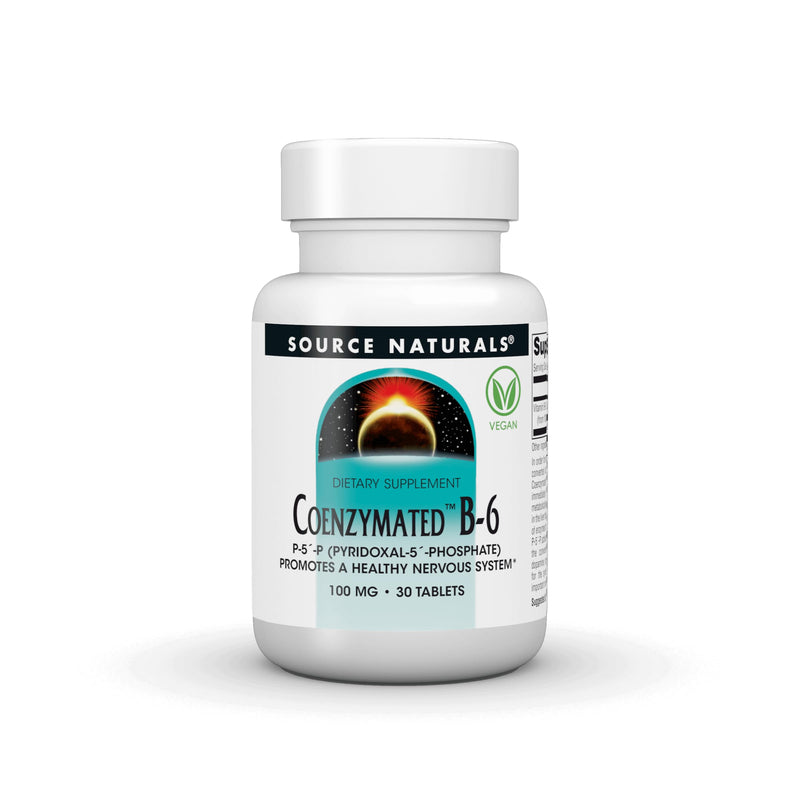 Source Naturals Coenzymated B-6, 100 mg, P-5´-P (PYRIDOXAL-5´-Phosphate) Promotes a Healthy Nervous System* - 30 Tablets 1 30 Count (Pack of 1)