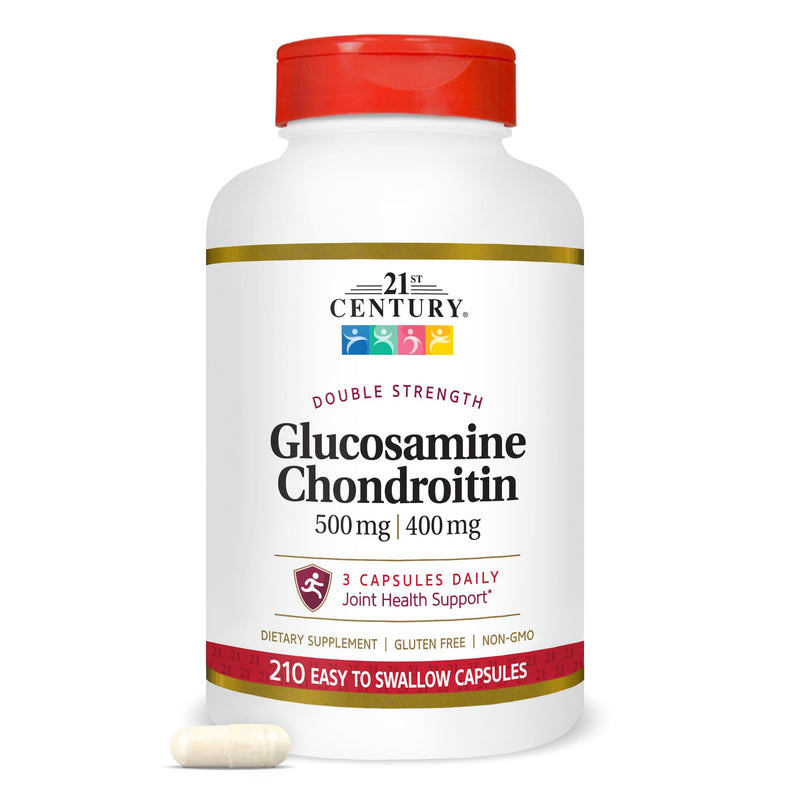 21st Century Double Strength Glucosamine Chondroitin 500/400mg, 210ct | Double-Strength Glucosamine 500 mg & Chondroitin 400 mg per Serving, Joint, Cartilage & Mobility Support, Gluten Free 210 Count (Pack of 1) Capsules