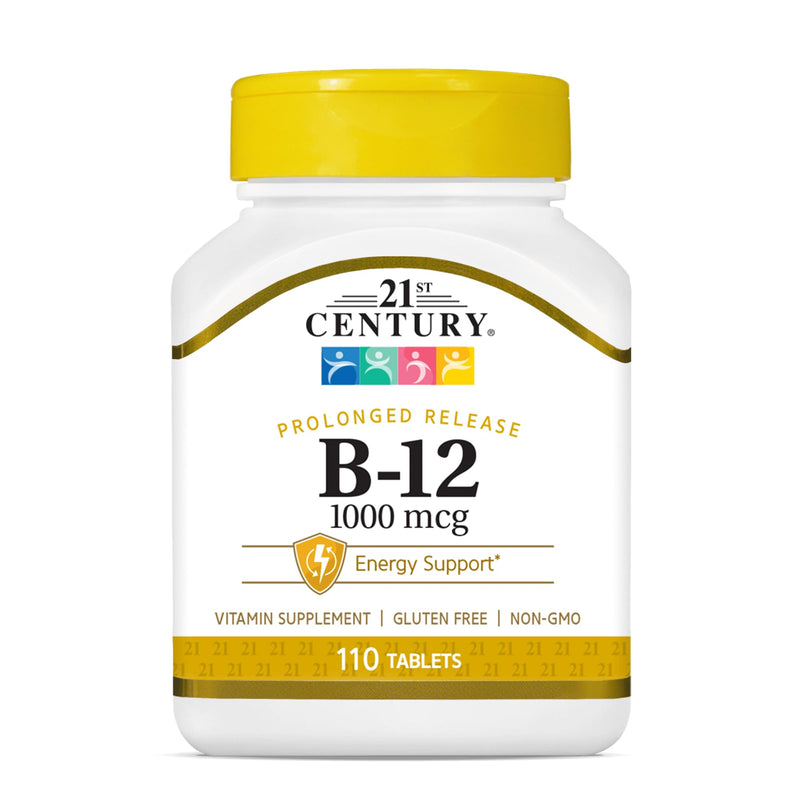 21st Century Vitamin B-12 1000 mcg Prolonged Release Tablets, 110 Count | Vitamin B12 1000 mcg Prolonged-Release Tablets to Support Natural Energy, Gluten Free Daily Vitamin 110 Count (Pack of 1)