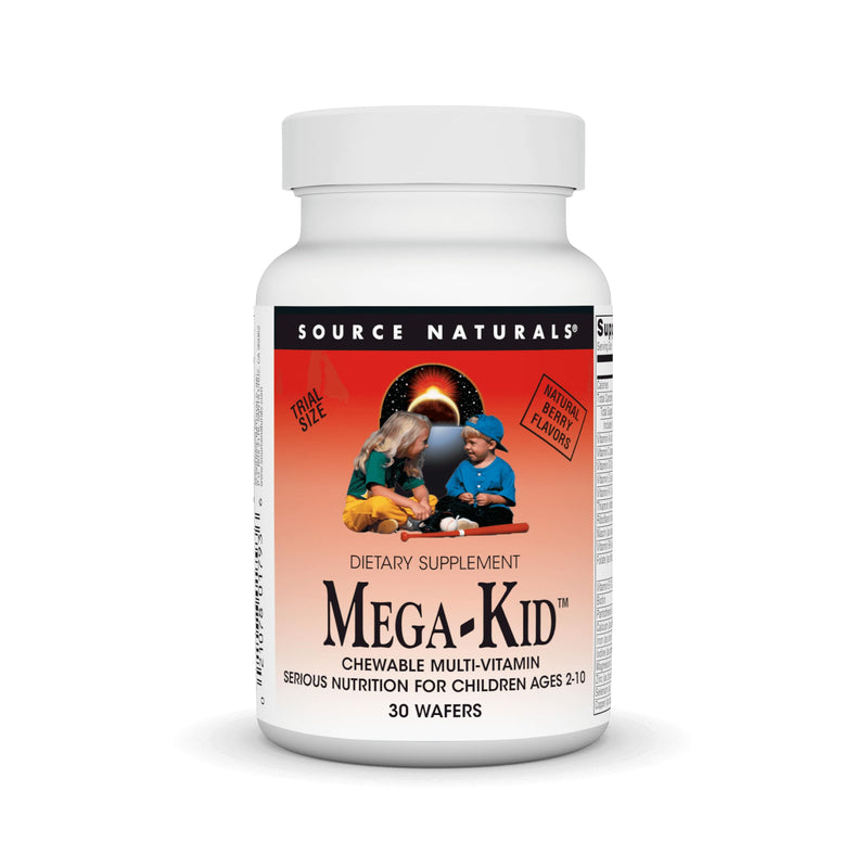 Source Naturals Mega-Kid, Chewable Multi Vitamin, Serious Nutrition of Children for Children Ages 2-10* - 30 Berry Wafers 30 Count (Pack of 1)