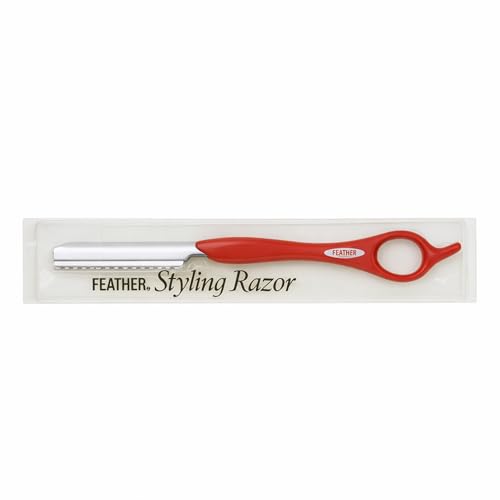 Feather Red 7.25" Texturizing Styling Razor Handle - Professional Hair Tool