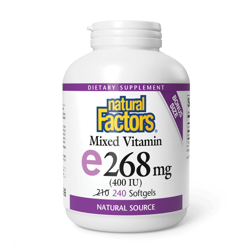 Natural Factors, Mixed Vitamin E 400 IU, Antioxidant Support for Cardiovascular and General Health, 240 softgels (240 servings) Standard Packaging