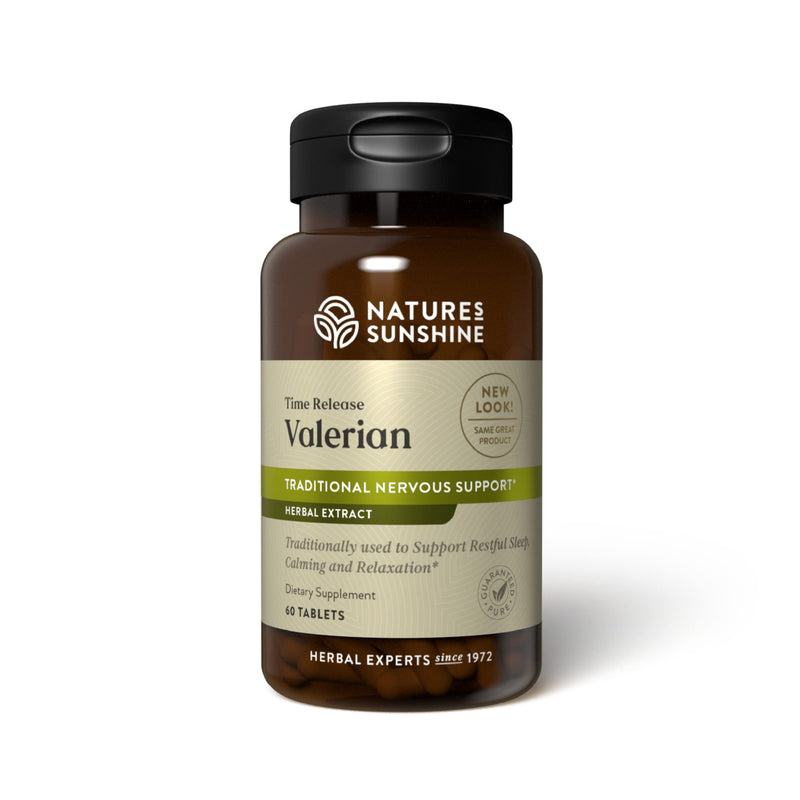 Nature's Sunshine Valerian Root Extract Time Release, 60 Capsules | Herbal Supplement Promotes Relaxation, Supports Sleep, and Delivers Natural Nervous System Support - BeesActive Australia