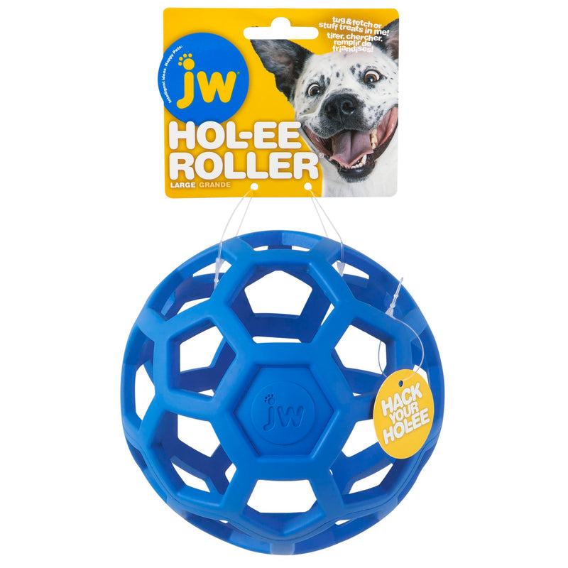 JW Pet Hol-ee Roller Dog Toy Puzzle Ball, Natural Rubber, Large (5.5 Inch Diameter), Colors May Vary Assorted - BeesActive Australia