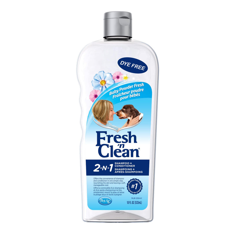 Pet-Ag Fresh ’n Clean 2-N-1 Conditioning Shampoo, Baby Powder Scent - 18 oz - Moisturizes with Vitamin E & Aloe Vera - Strengthens & Repairs Coats - Soap Free - BeesActive Australia