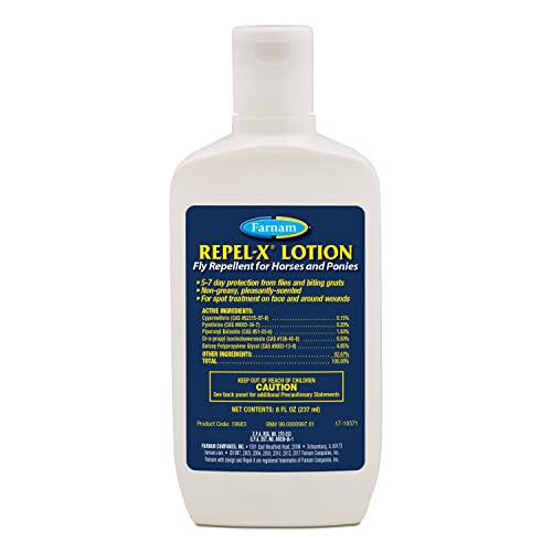 Farnam Repel-X Lotion Fly Repellent for Horses and Ponies, 8 Ounce Lotion 8 Ounce (Pack of 1)