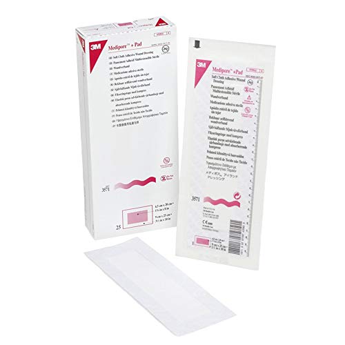 3M Medipore +Pad Soft Cloth Adhesive Wound Dressing, 3 1/2" x 10", 25/Bx, 3M3571