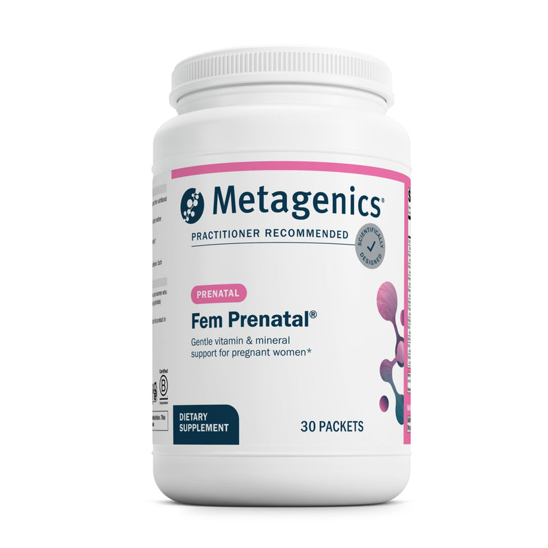 Metagenics Fem Prenatal Vitamin & Mineral Packs, 30 Packets | Prenatal Vitamin and Mineral Packs with Folate, Choline, Iron and Biotin, Supports Fetal and Brain Development