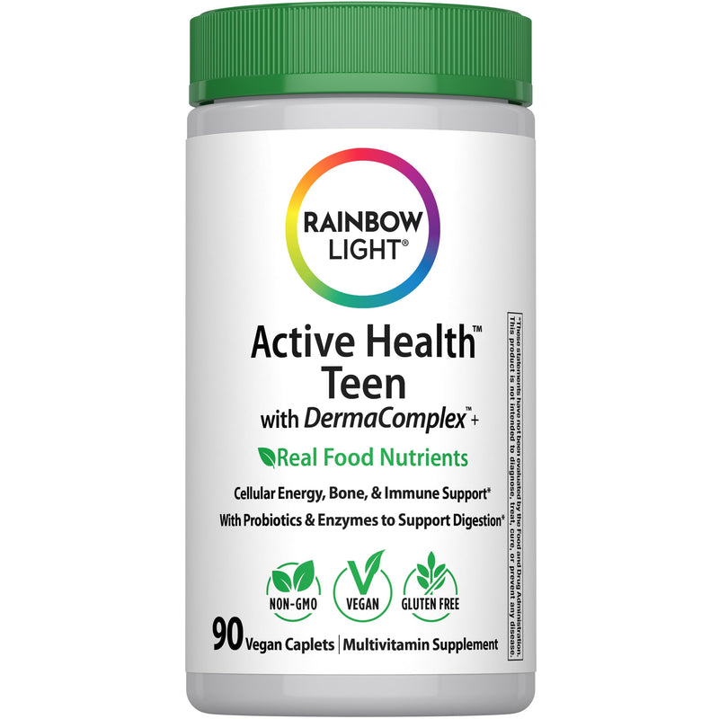 Rainbow Light Teen Multivitamin for Boys & Girls | 90 Caplets | with DermaComplex, Iron, Probiotics & Enzymes