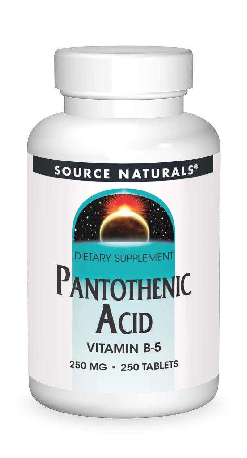 Source Naturals Pantothenic Acid, 250 mg -250 Vegan Tablets | Vitamin B-5 | Non-GMO Validated*