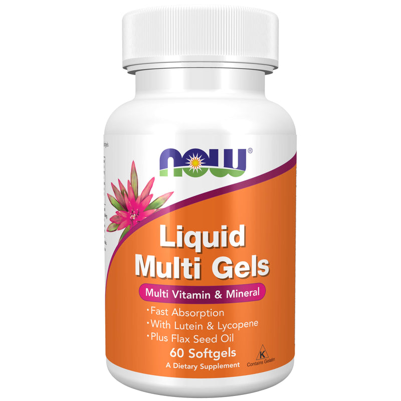 NOW Foods Supplements, Liquid Multi Gels with Lutein and Lycopene, plus Flax Seed Oil, 60 Softgels 60 Count (Pack of 1)
