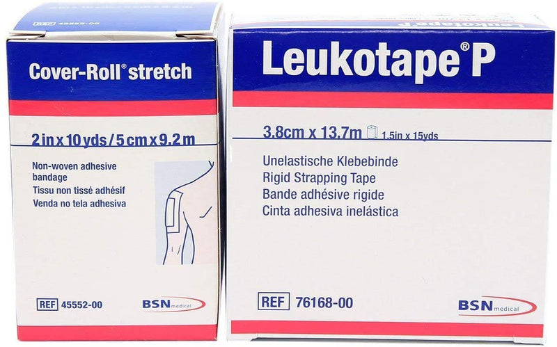 Leukotape P 1.5-Inch x 15-Yds & Cover-roll Stretch 2-Inch x 10-Yds Combo Pack (One Roll Each) - BeesActive Australia