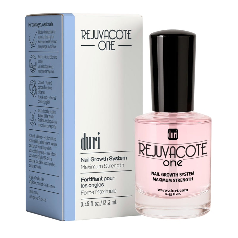Duri Rejuvacote 1 Original Maximum Strength Nail Growth System Base and Top Coat - Nail Hardener Repair Chipping Strengthen Breaking and Brittle Treatment, by Duri Cosmetics (Pack of 1) Clear 0.45 Fl Oz (Pack of 1)