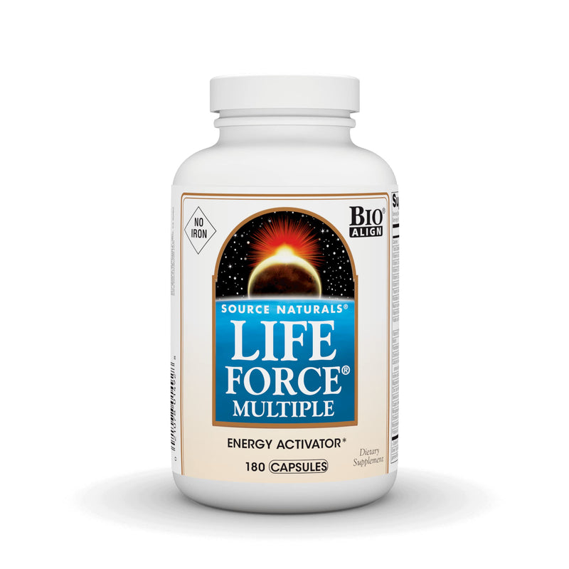 Source Naturals Life Force Multiple Iron Free Multivitamin,180 Capsules | No Iron Bio-Aligned Formula® - Delivering 40+ Ingredients for Foundational Nutrition | Contains Soy* 180 Count (Pack of 1)