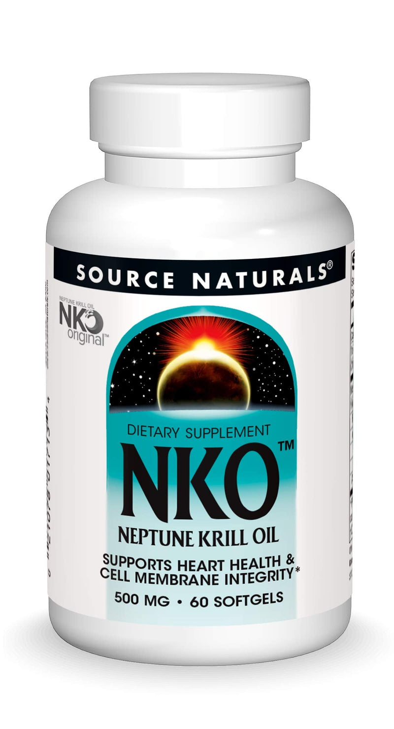 Source Naturals NKO Neptune Krill Oil, Supports Heart Health & Cell Membrane Integrity* 500 Mg - 60 Softgels 60 Count (Pack of 1) - BeesActive Australia
