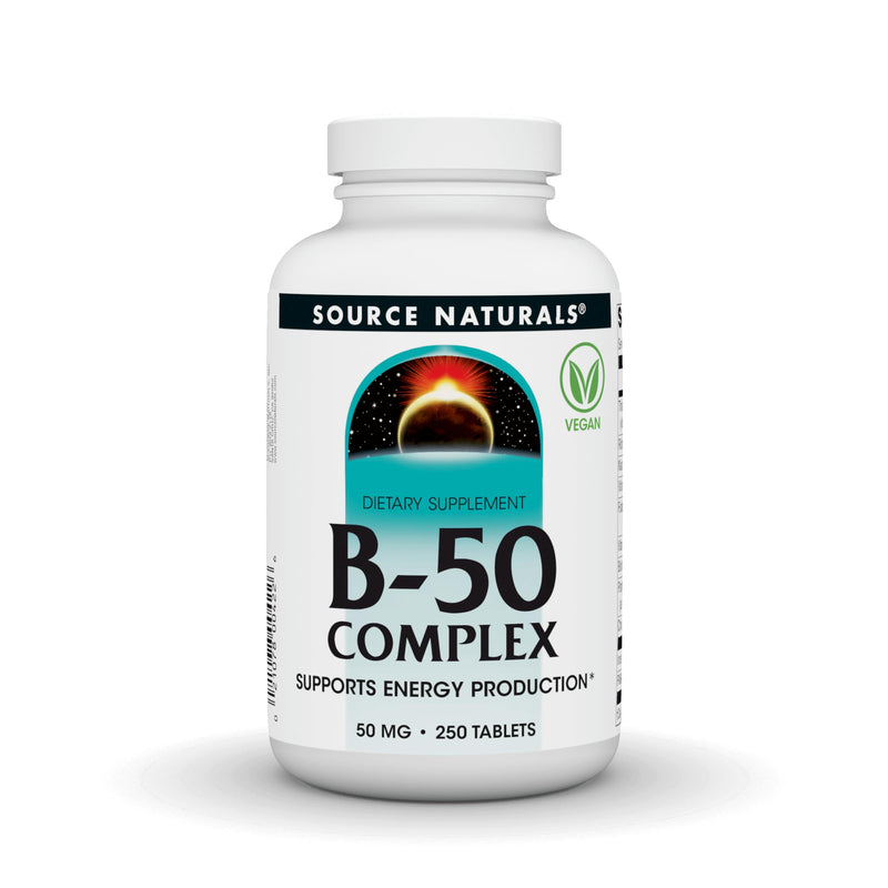 Source Naturals B-50 Complex, 50 mg -250 Vegan Tablets | Supports Energy Production* 1