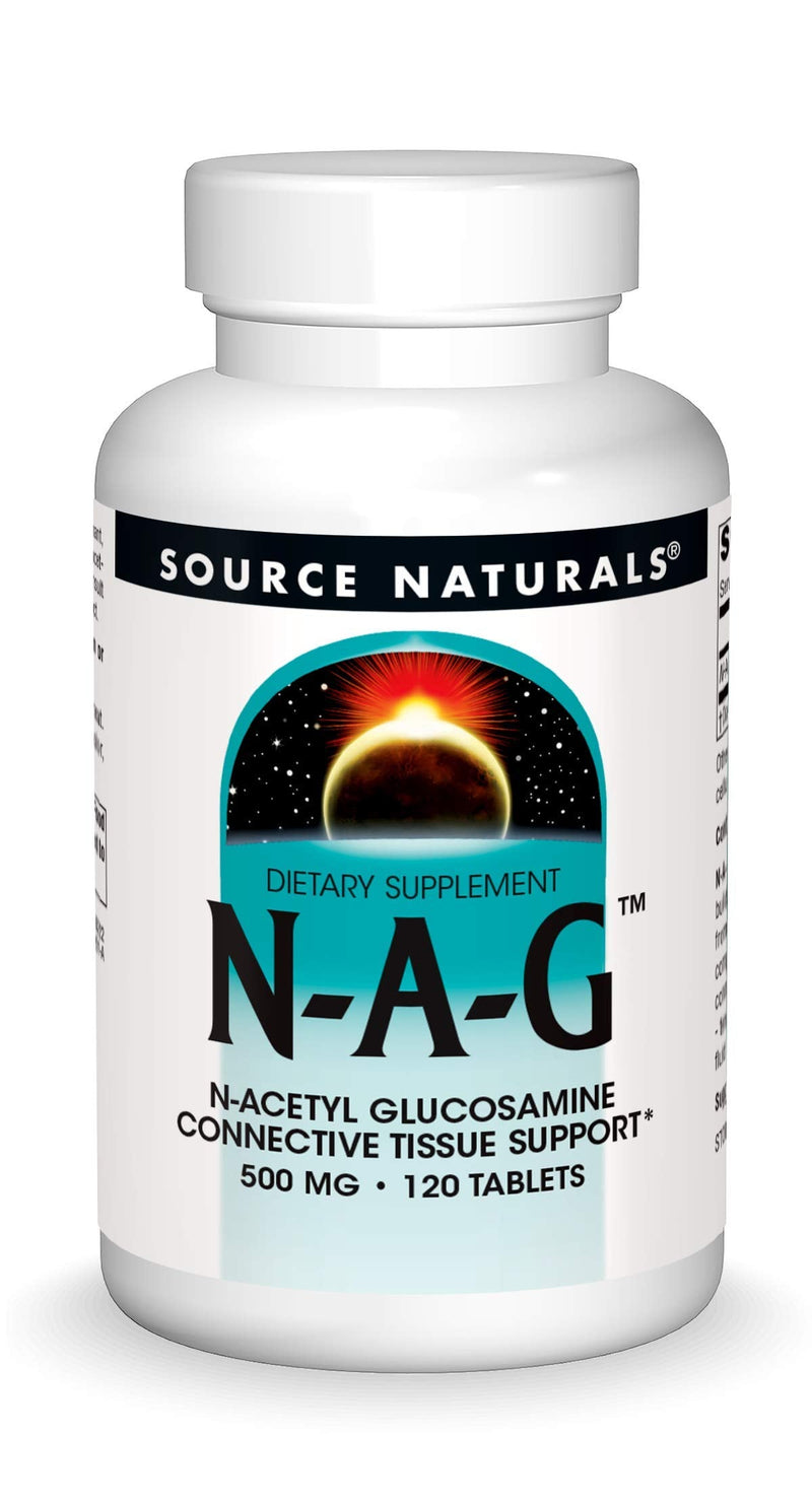 Source Naturals N-A-G, N-Acetyl Glucosamine, 500 mg - 120 Tablets | Support for Tendons, Ligaments, Cartilage, Bone Matrix, Skin, Joint Fluid, & Intestinal Lining* 120 Count (Pack of 1)