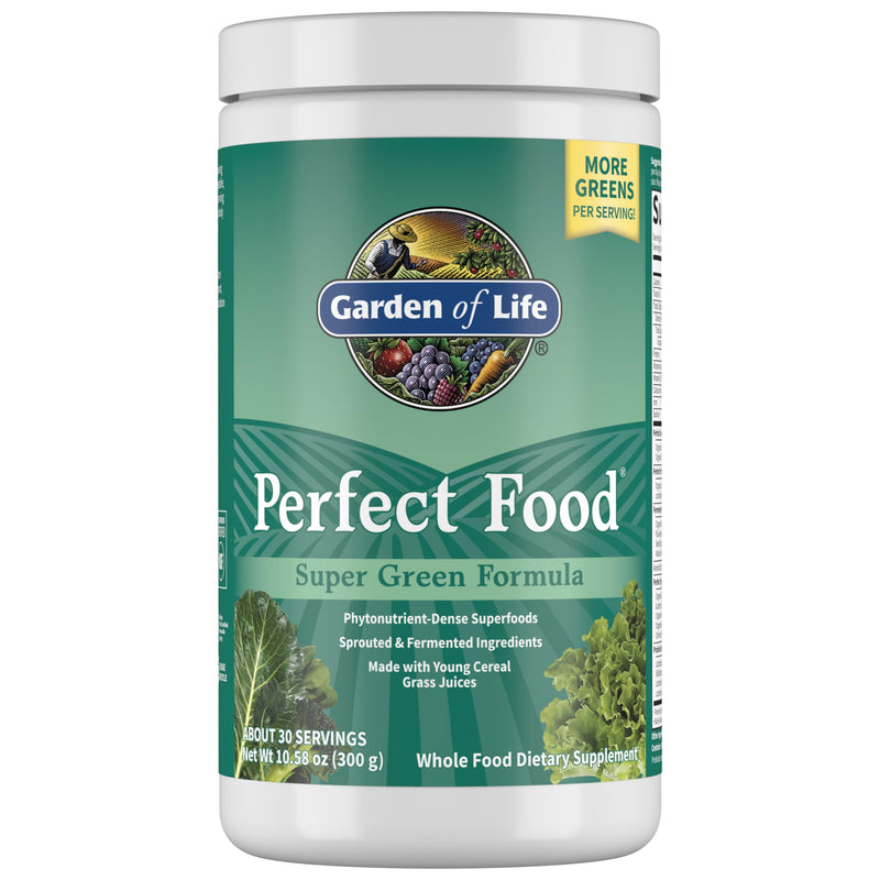Garden of Life Perfect Food Original Super Green Formula - 30 Servings | 45 Superfoods, Greens, Sprouts Plus HSO Probiotics, Enzymes & Ionic Plant Based Minerals - Juiced Superfood Powder Supplement | Phytonutrient-Dense Superfoods