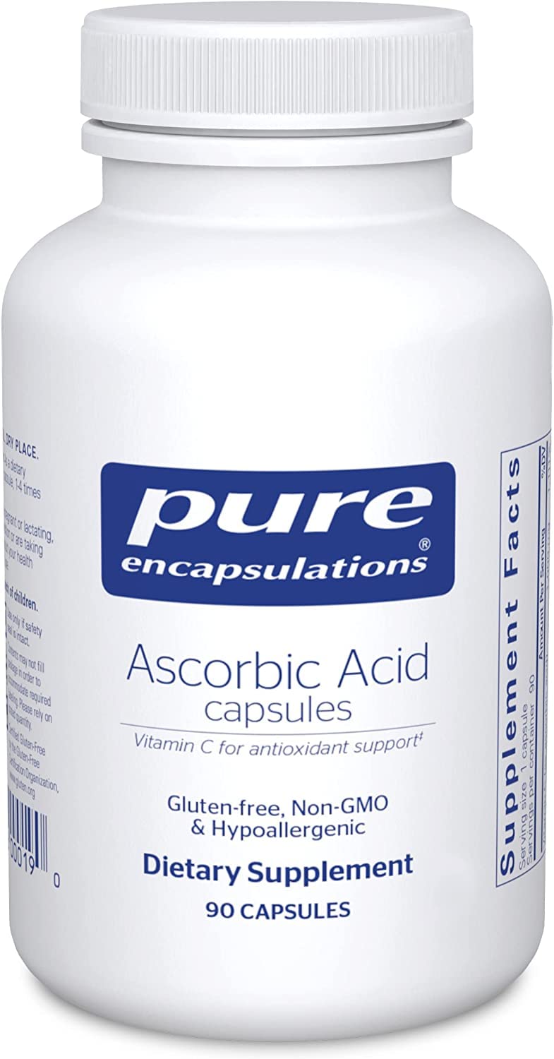 Pure Encapsulations Ascorbic Acid Capsules - 1,000 mg Vitamin C - Antioxidant & Immune Support* - High-Potency Vitamin C - Vegan & Non-GMO - 90 Capsules 90 Count (Pack of 1) - BeesActive Australia