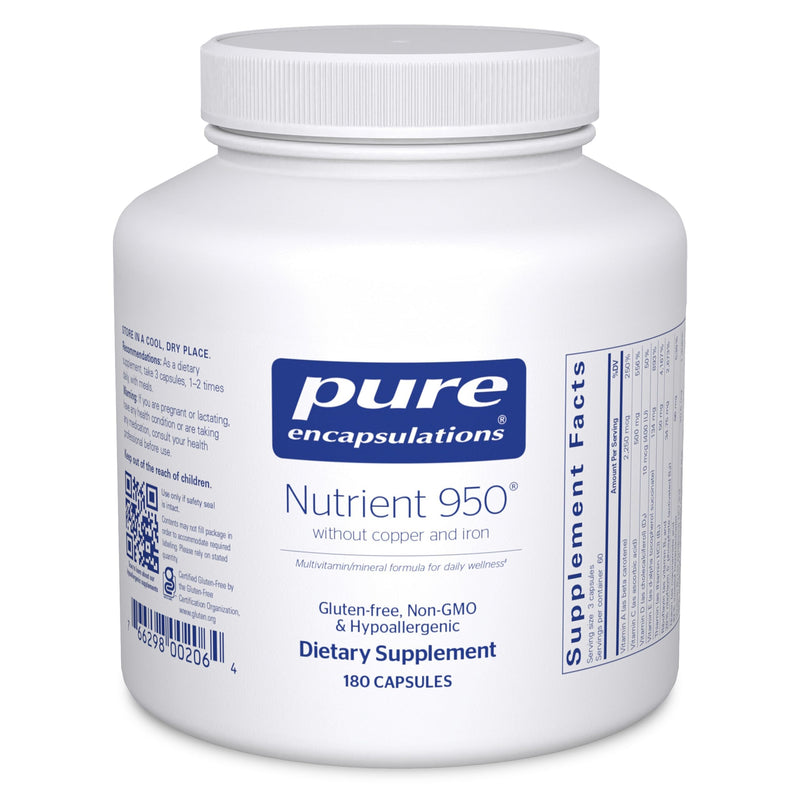 Pure Encapsulations Nutrient 950 Without Copper & Iron, 180 Capsules | Multivitamin Supplement, Copper-Free and Iron-Free Formula, Hypoallergenic, Gluten-Free, Dairy-Free 180 Count (Pack of 1)