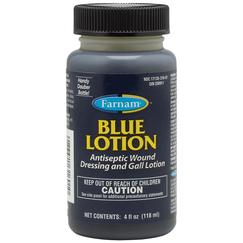 Farnam Blue Lotion Antiseptic Wound Dressing and Gall Lotion for use on Horses and Dogs, Blue 4 Ounces - PawsPlanet Australia