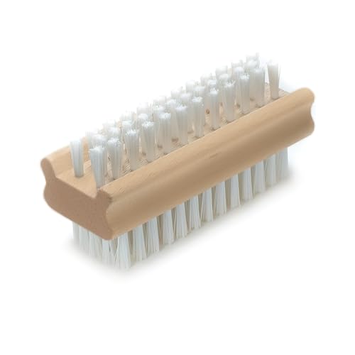 LOLA "Classic Hand & Nail Wood Brush, Heavy Duty 2 Sided Soft & Stiff Bristles, Cleans Hands, Fingernails, Feet & Toenails, 1 Pack