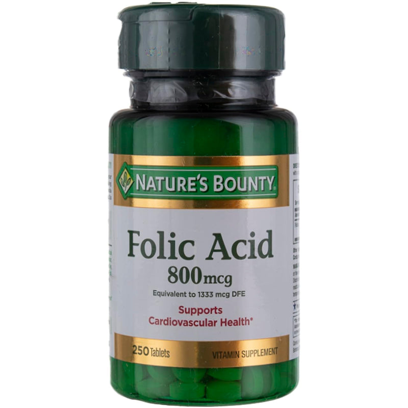 Nature's Bounty Folic Acid 800 mcg Tabs, 250 ct 250 Count (Pack of 1)