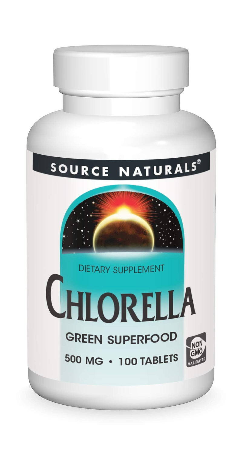 Source Naturals Chlorella, 500 mg- 100 Vegan Tablets | Complete Protein | Plant-Based B12 | Non-GMO Validated*