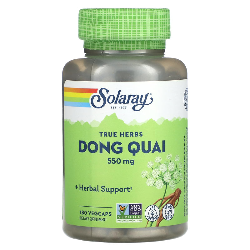 SOLARAY Dong Quai Root 550mg | Healthy Menstrual & Menopausal Support | Womens Health Supplement | Whole Root | Non-GMO, Vegan & Lab Verified | 180ct 180 Count (Pack of 1) - BeesActive Australia