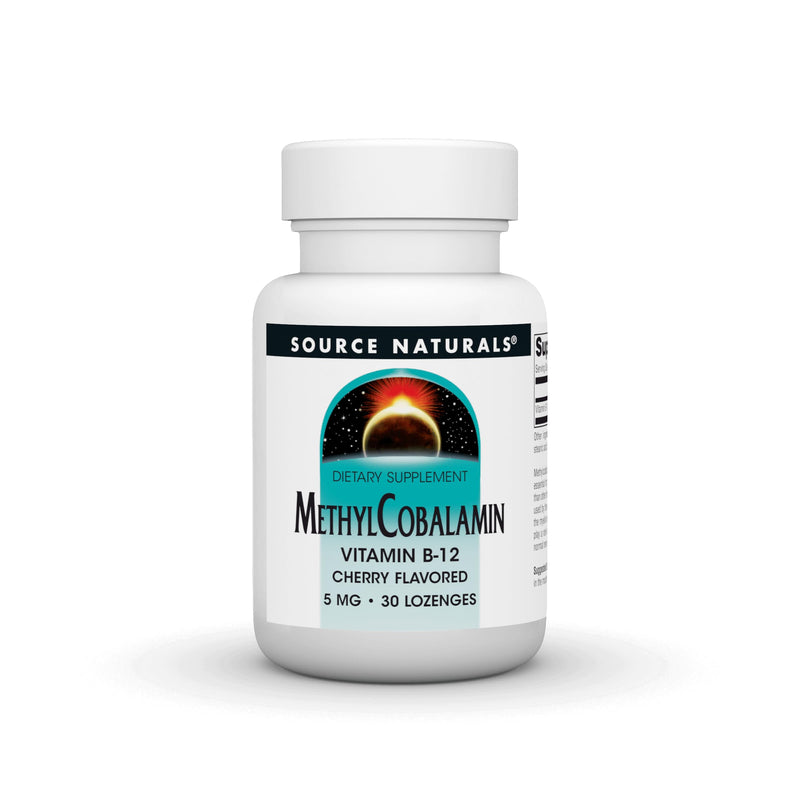 Source Naturals Methylcobalamin Vitamin B12, 5 mg - 30 Lozenges | Cherry Flavored | Nerve Support | Energy Support* 30 Count (Pack of 1)