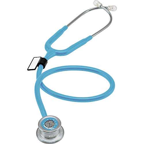MDF Instruments, Pulse Time® 2-in-1 Digital LCD Clock and Single Head Stethoscope - Durable, Professional-Grade - Pastel Blue (MDF740-03)