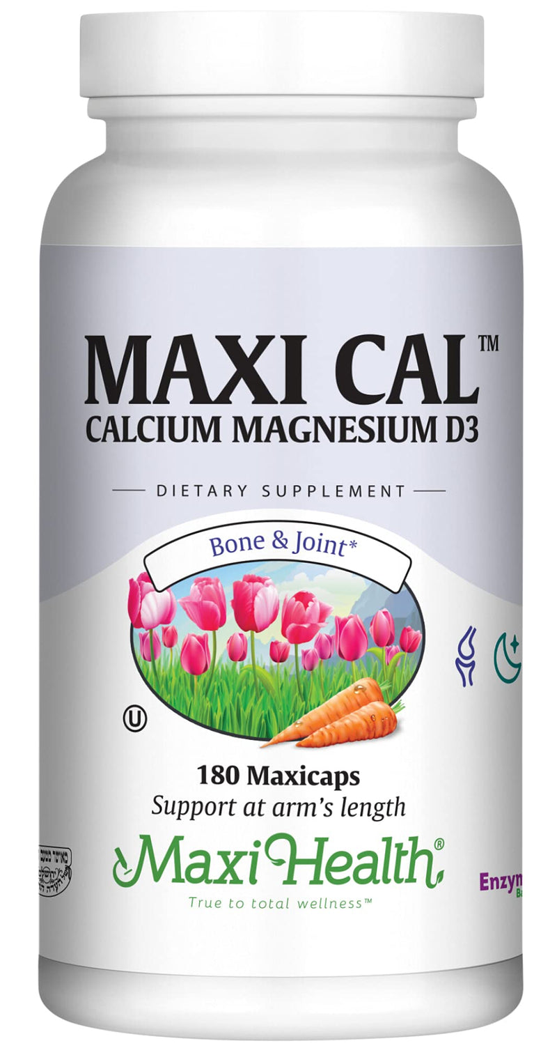 Calcium 1000 mg Supplement with Vitamin D3 (1000 IU) and Magnesium (500 mg) - Bone, Teeth and Joint Support for Men and Women - 180 Capsules - Maxi Cal by Maxi Health 180 Count (Pack of 1)