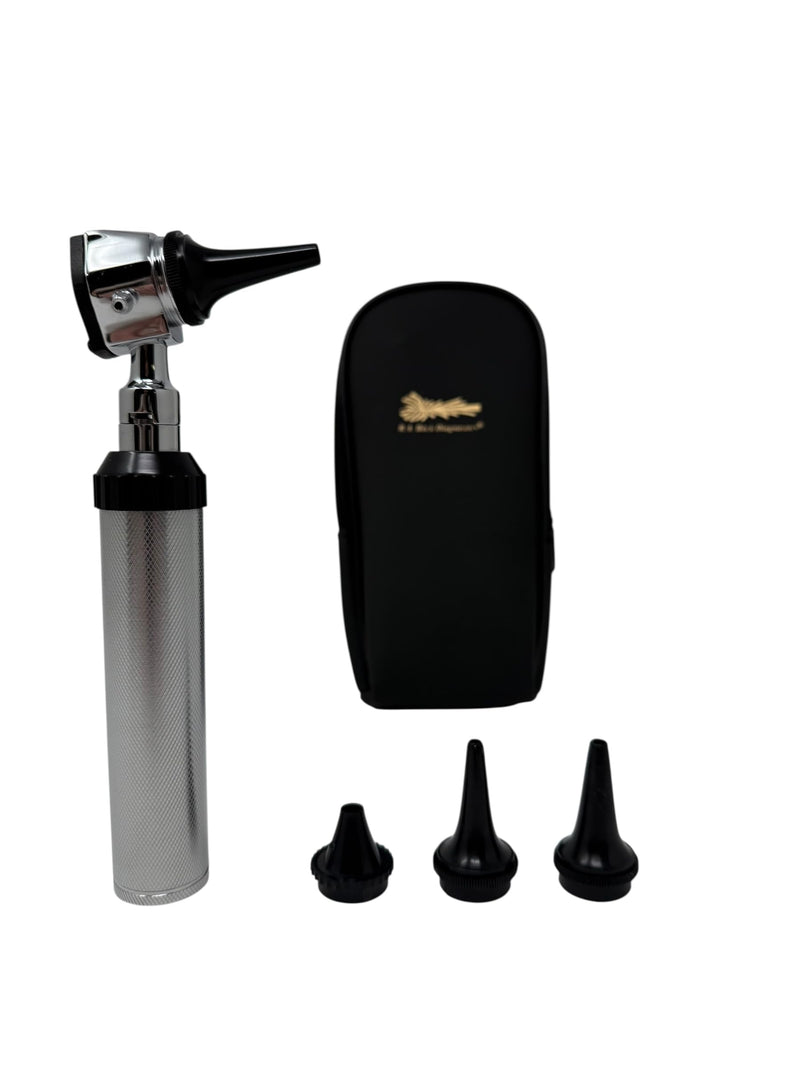 New RA Bock 3.2V Bright White LED Otoscope Set Includes Disposable Specula Adaptor and 3 Sizes of reuseable Specula Plus Zippered Leathette Case - BeesActive Australia
