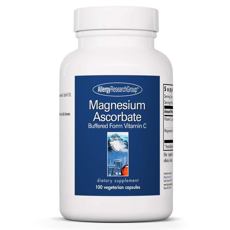 ARG Magnesium Ascorbate Buffered Vitamin C 1000 mg, 100 Capsules | Non-Acidic Buffered Vitamin C for Immune and Antioxidant Support, Gentle on Stomach, Vegetarian Formula