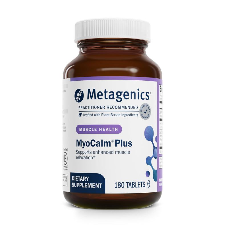 Metagenics MyoCalm Plus, Muscle Relaxation Support, 180 Tablets | Herbal Muscle Relaxation Supplement, Valerian and Passion Flower, Supports Muscle Relaxation and Tension Relief, Non-GMO Lemon 180 Count (Pack of 1)
