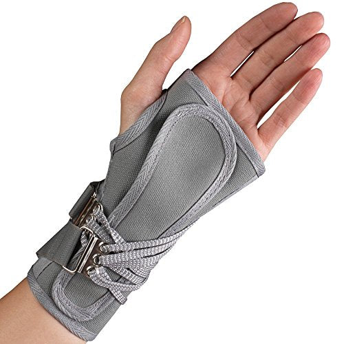 OTC Wrist Splint, Cock-Up Lacing, Canvas, ProChoice, Grey, Medium (Left Hand) Medium (Pack of 1) Gray (Left Hand)